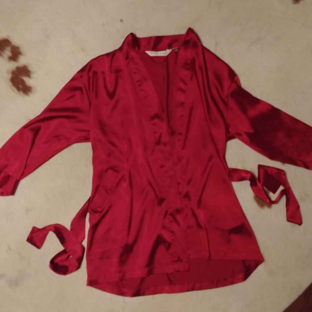Red satin Victoria's Secret half robe